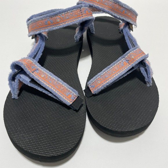 Teva Original Universal Sandals Womens 10 Blue Orange Velvet Trim 1106329 - Picture 3 of 6